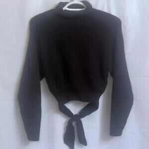 Aritiza Wilfred Alpaca Wool Blend Sweater Women's XXS 2XS Black Turtleneck Tied